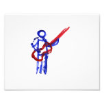 Bass Player outline figure red and blue Photograph