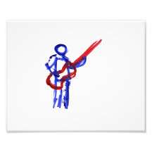 Bass Player outline figure red and blue Photograph