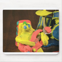 Bass Playing Clay Man Mouse Pads