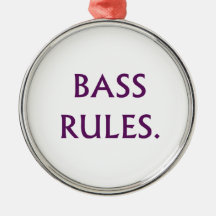 Bass Rules purple text Christmas Tree Ornaments
