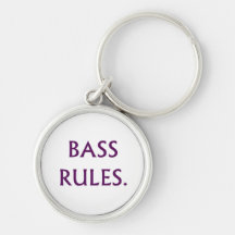 Bass Rules purple text Keychains