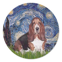 Basset 1 - Starry Night Sticker