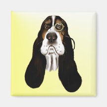 Basset Face and Monocle Magnet