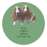 Basset Hound Buddies Address Label Round Sticker