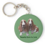 Basset Hound Buddies Keychain