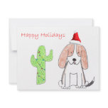 Basset Hound Cactus Christmas Personalized Invitations