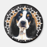 Basset Hound Circle of Stars Fridge Magnet