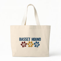 BASSET HOUND DAD Paw Print Canvas Bag