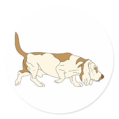 Basset Hound Dog Round Sticker by intriguingdesigns