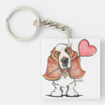 Basset Hound Heart Balloon Acrylic Key Chains