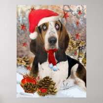 Basset Hound Holiday Portrait Posters