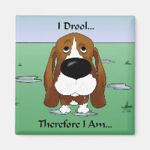 Basset Hound - I Drool...Therefore I Am.. Fridge Magnet