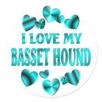 BASSET HOUND Love Round Sticker