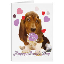 Basset  Hound Mothe's Day Greeting Cards