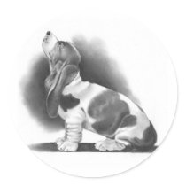 BASSET HOUND: PENCIL REALISM ART STICKERS