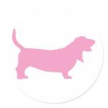 Basset Hound (pink) Round Sticker