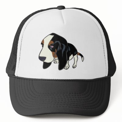 BASSET HOUND PUPPY TRUCKER HATS by nassosvakalis