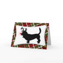 Basset Hound Reindeer Christmas Card