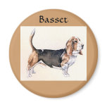 Basset Hound round magnet