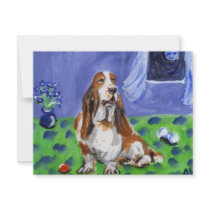 Basset Hound senses smiling moon Custom Invitation