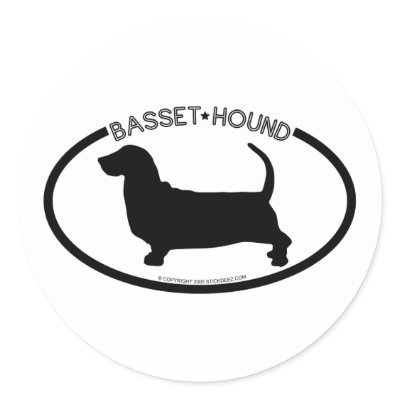 Basset Hound Silhouette Black Sticker by dogsilhouettes