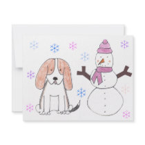 Basset Hound & Snowman Invites