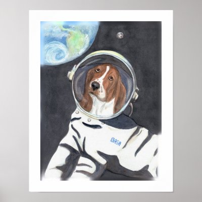 Basset Hound Space Walk Posters by eelfish1
