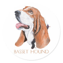 Basset Hound Round Sticker