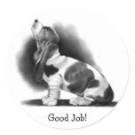 BASSET HOUND STICKER: Good Job! PENCIL ART