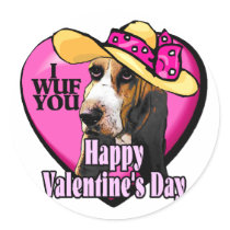 Basset Hound Valentines Day Gifts Stickers