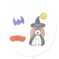 Basset Hound Witch Sticker