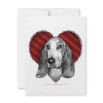 Basset Hound with Heart Personalized Invitations