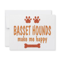Basset Hounds Make Me Happy Custom Invitation
