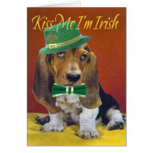 Basset Kiss Me I'm Irish Greeting Cards
