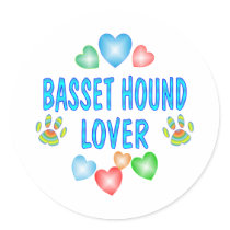 BASSET LOVER ROUND STICKER