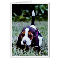 Basset Puppy Walking - Black Brown White Cards