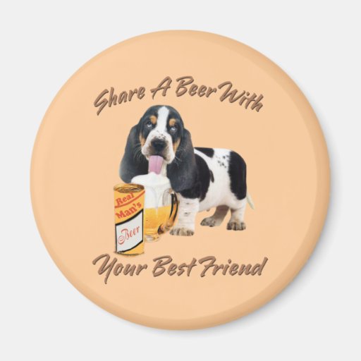 Basset Shares A Beer Fridge Magnet
