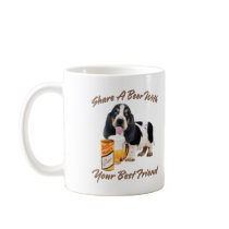 Basset Shares A Beer Mug