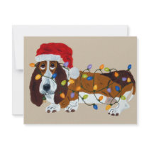 Basset Tangled In Christmas Lights