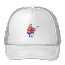 Bassiste, peinture pour aquarelle colorée casquettes de camionneur