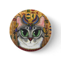 Bast Goddess Egyptian Bastet Cat Art Button