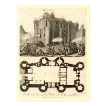 Bastille prison, with plans, Paris Postcard