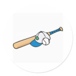 Bat, Ball and Hat Round Sticker