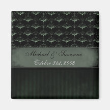 Bat Damask Magnet - Dark Moss