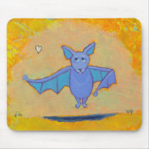Bat flying floating hovering with heart cute art