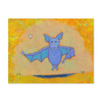 Bat flying floating hovering with heart cute art