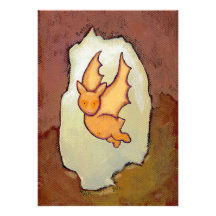 Bat for Tomorrow - flying brown bat painting art Custom Announcement