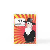 Bat Mitzvah greeting card - Jewish rabby character