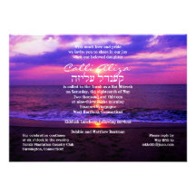 Bat Mitzvah Invitation Beach Sunset Wedding