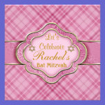 Bat Mitzvah INVITATIONS PINK PLAID ELEGANT Damask invitations